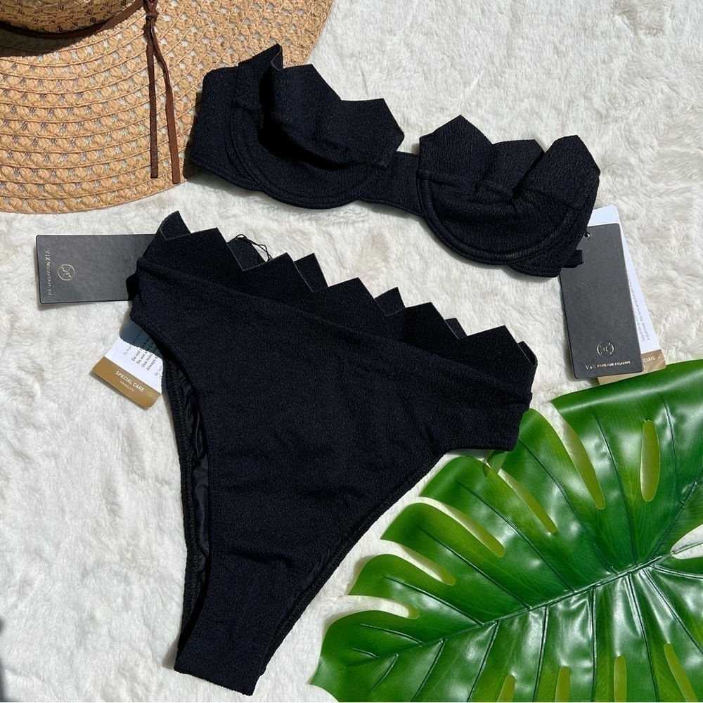 VIX Black Firenze Imani Bandeau and High Waisted Hot Pants Bikini Set - Picture 5 of 13